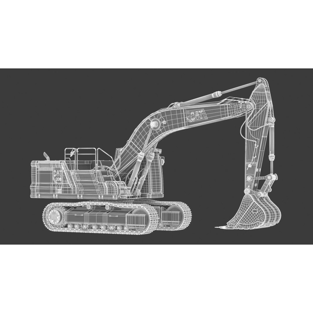 CAT Large Excavator 336 3D Model – High Poly PBR Asset, FBX & OBJ - View 3