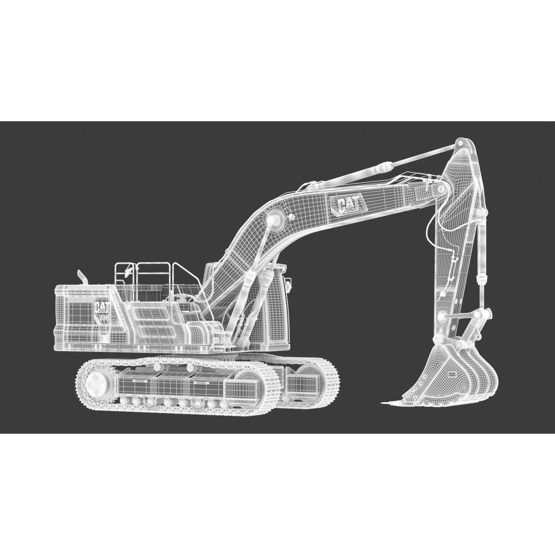 CAT Large Excavator 336 3D Model – High Poly PBR Asset, FBX & OBJ - View 4