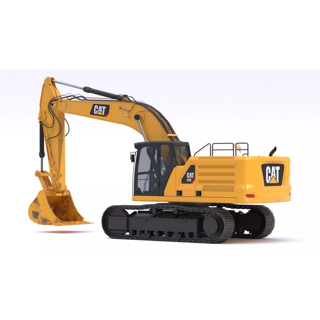 CAT Large Excavator 336 3D Model – High Poly PBR Asset, FBX & OBJ - View 5