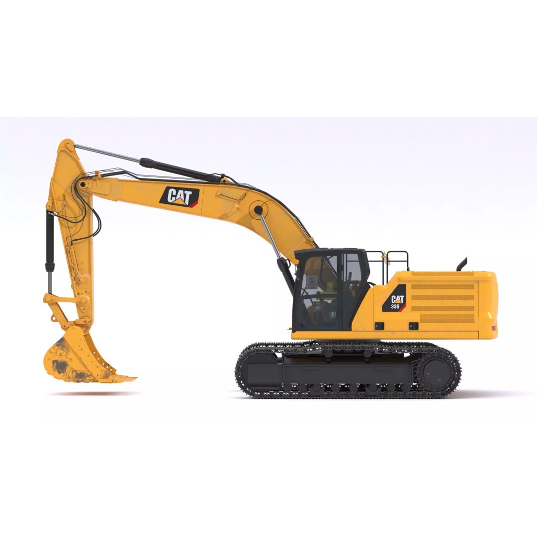 CAT Large Excavator 336 3D Model – High Poly PBR Asset, FBX & OBJ - View 6