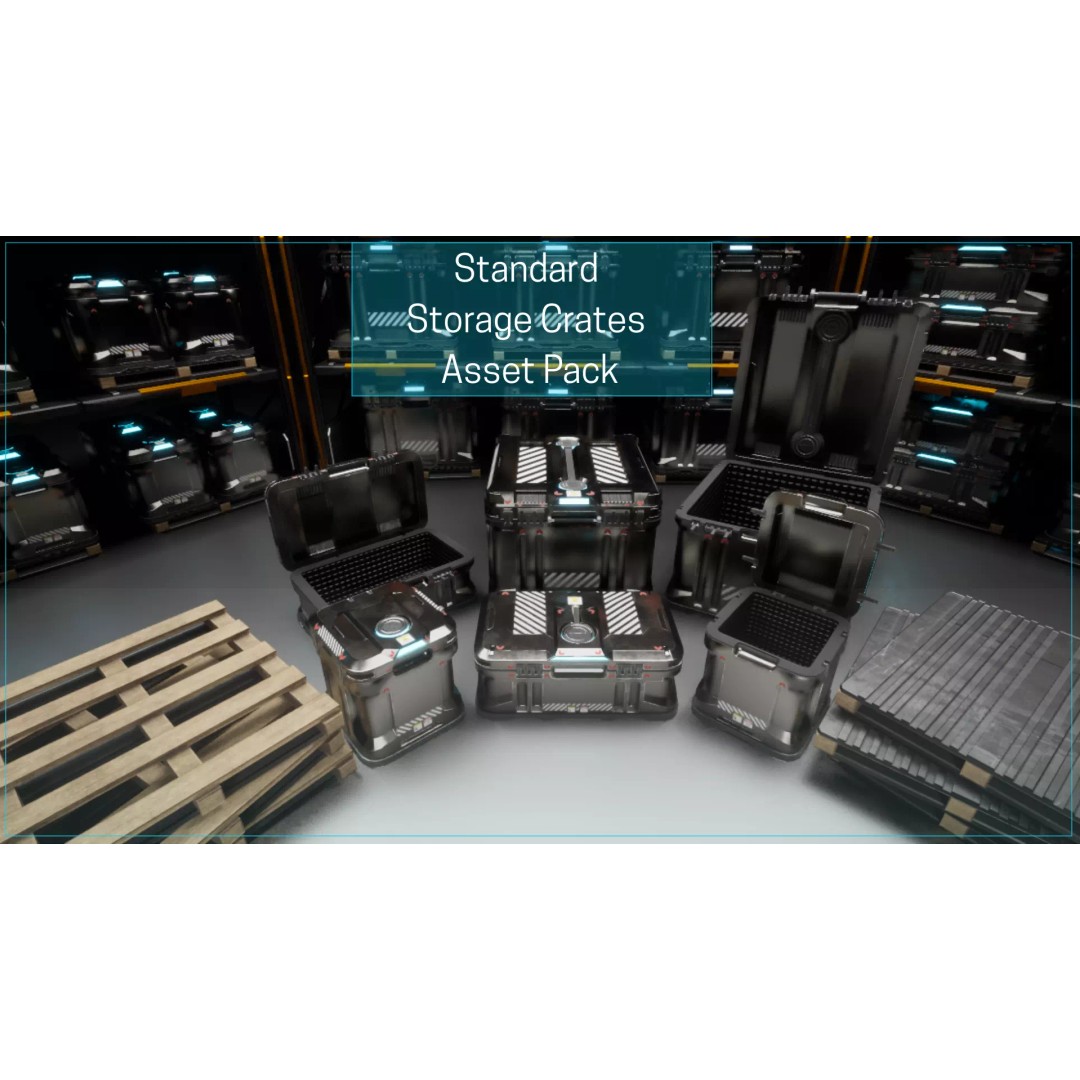 Standard Storage Crate 3D Model – Low Poly Game Asset, FBX & OBJ - View 3