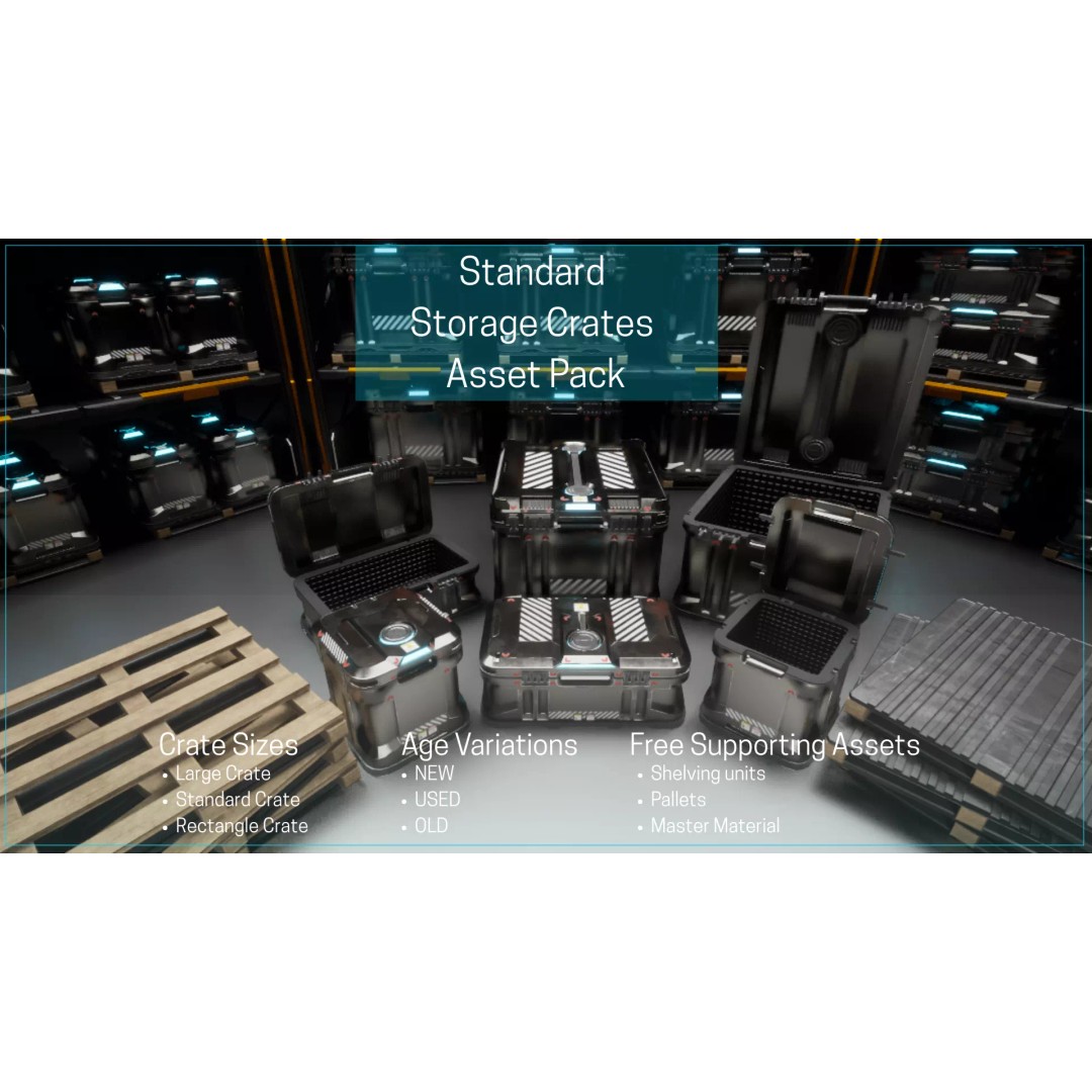 Standard Storage Crate 3D Model – Low Poly Game Asset, FBX & OBJ - View 4