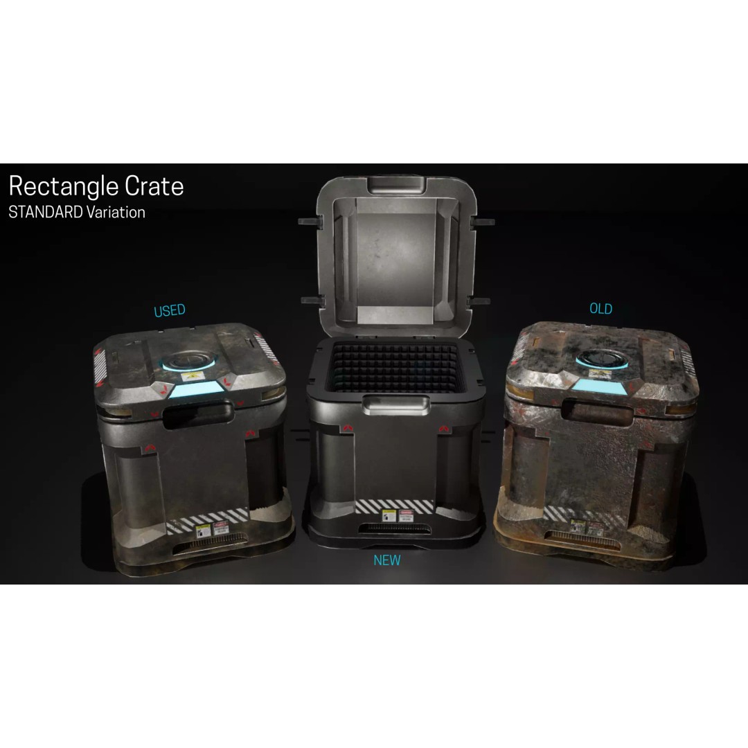 Standard Storage Crate 3D Model – Low Poly Game Asset, FBX & OBJ - View 6
