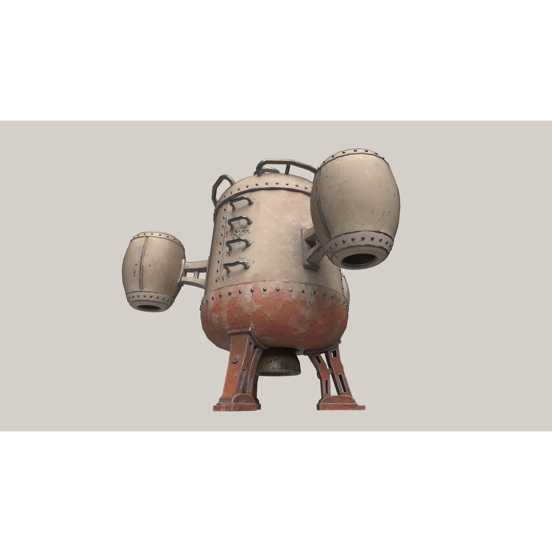 Stylized Flying Machine 3D Model – Low Poly Game Asset, FBX, OBJ - View 10