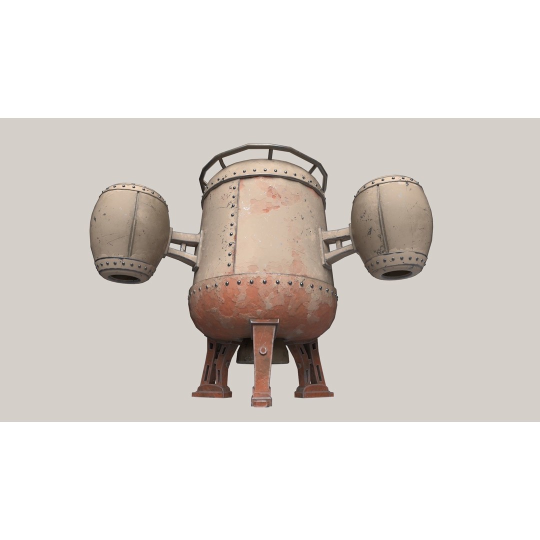 Stylized Flying Machine 3D Model – Low Poly Game Asset, FBX, OBJ - View 12