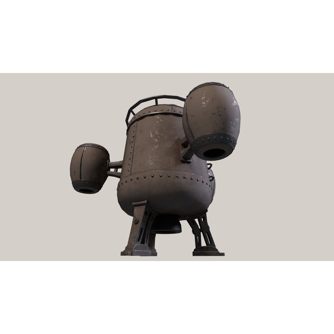 Stylized Flying Machine 3D Model – Low Poly Game Asset, FBX, OBJ - View 13