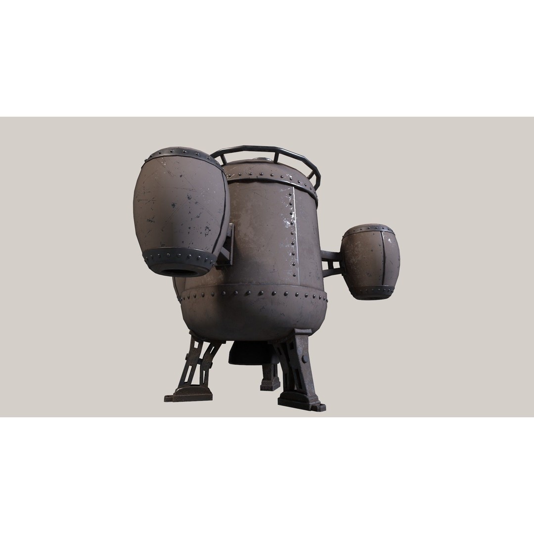 Stylized Flying Machine 3D Model – Low Poly Game Asset, FBX, OBJ - View 15