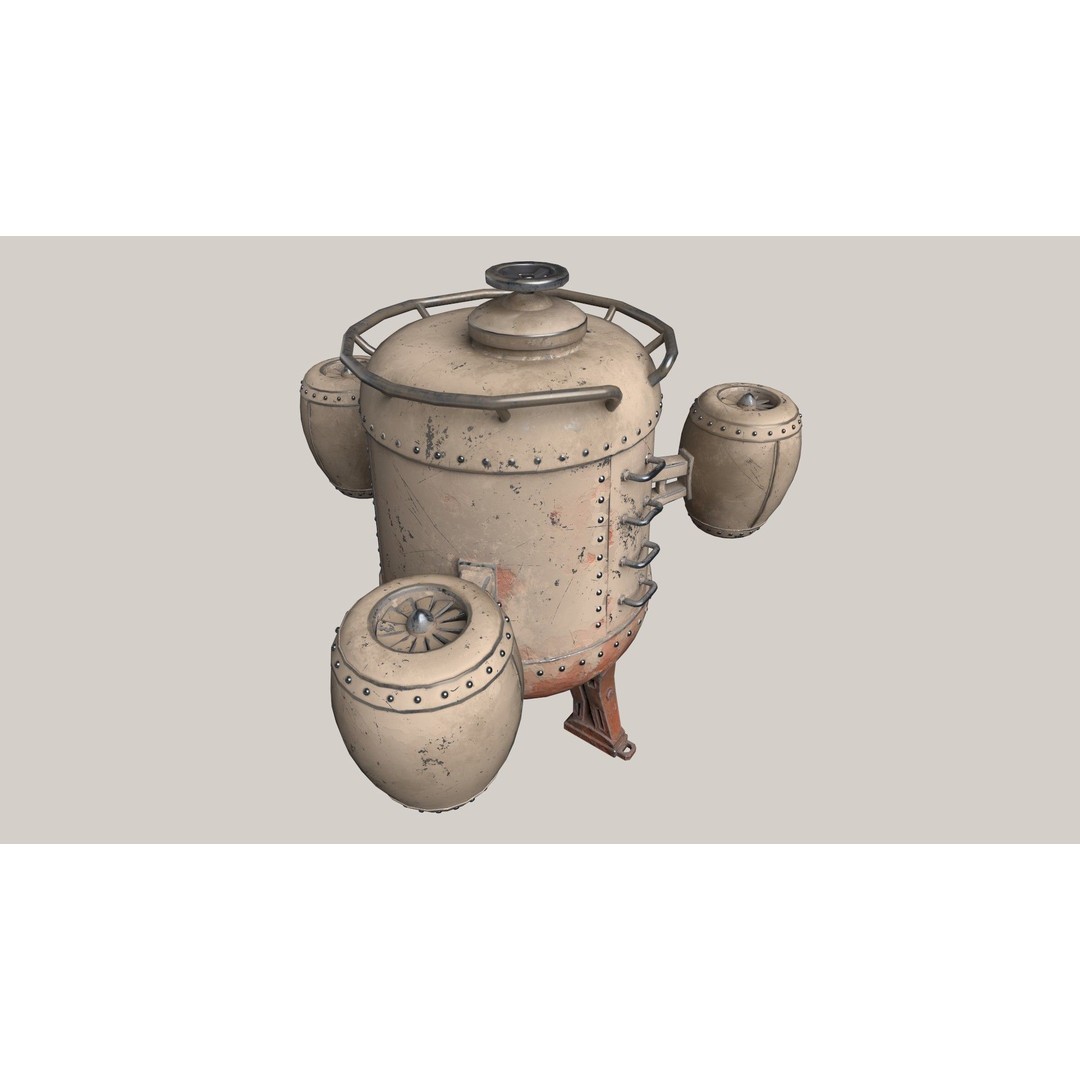 Stylized Flying Machine 3D Model – Low Poly Game Asset, FBX, OBJ - View 16