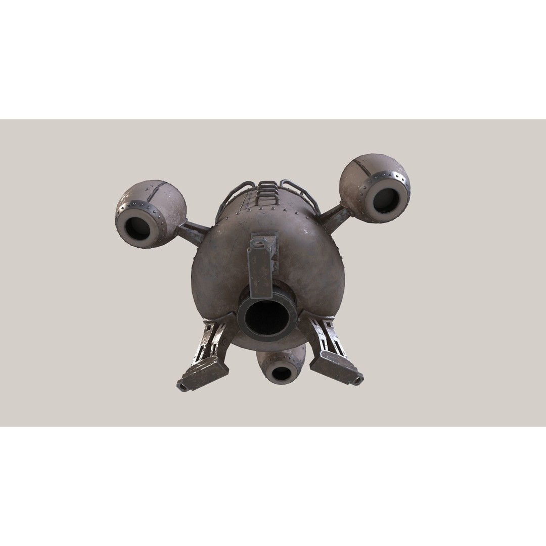 Stylized Flying Machine 3D Model – Low Poly Game Asset, FBX, OBJ - View 17