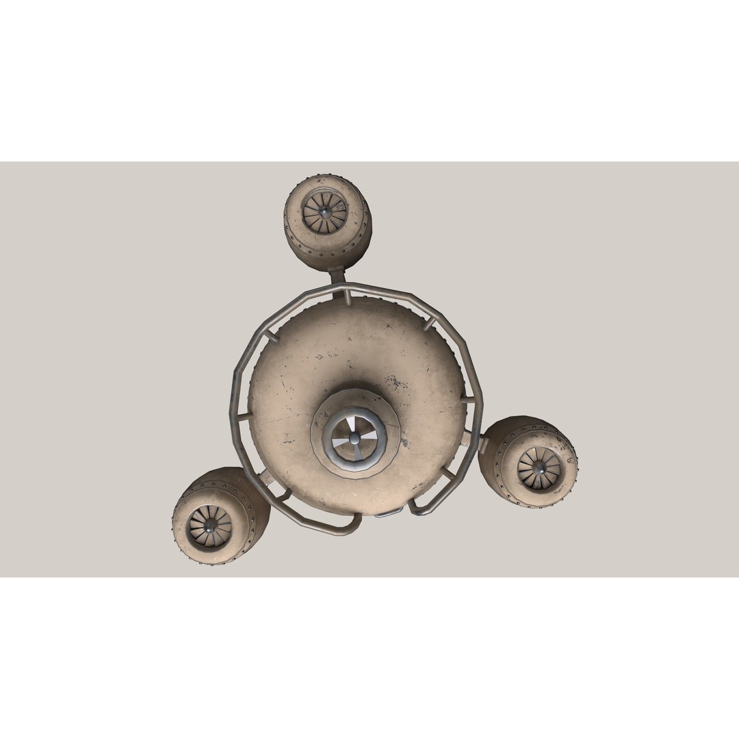 Stylized Flying Machine 3D Model – Low Poly Game Asset, FBX, OBJ - View 18
