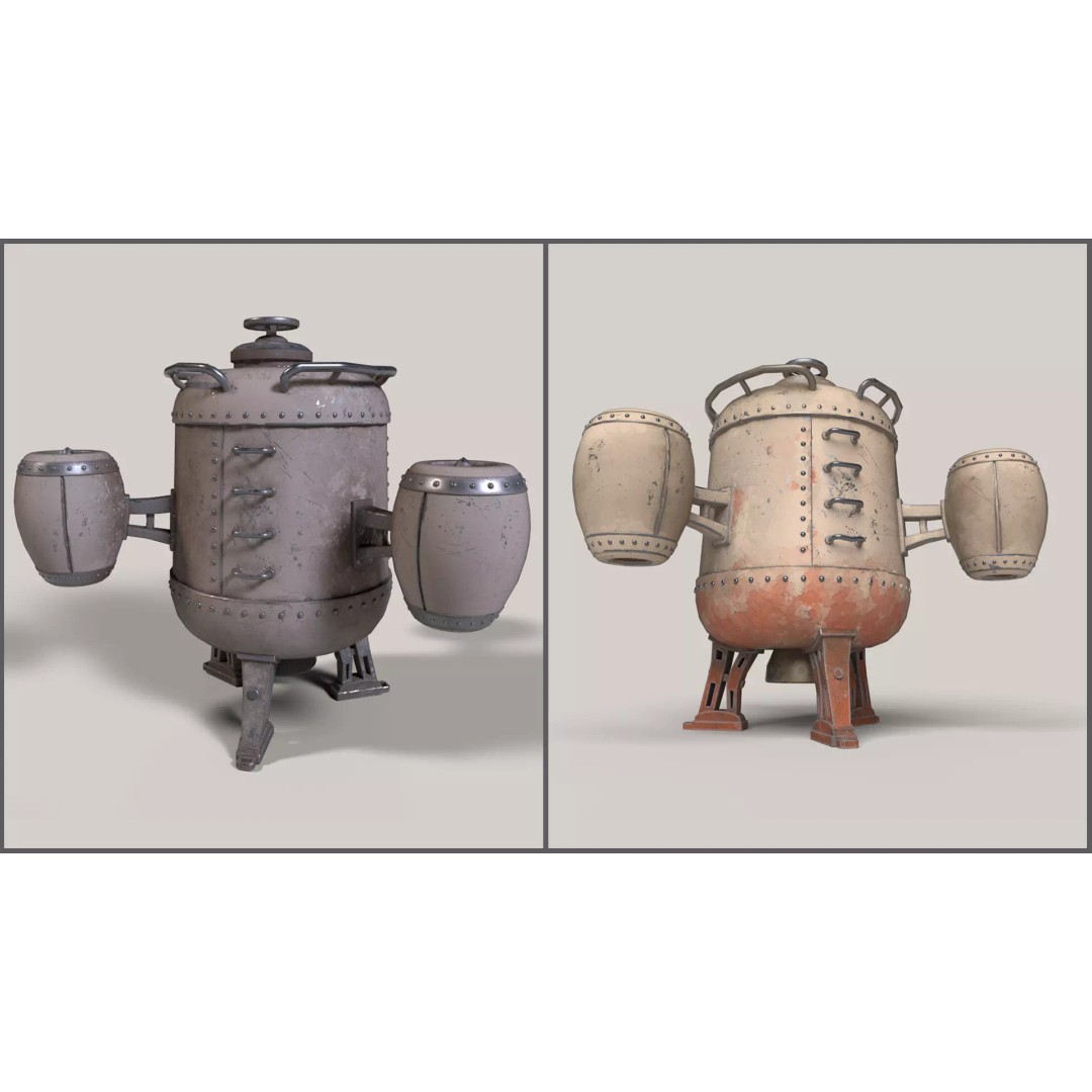 Stylized Flying Machine 3D Model – Low Poly Game Asset, FBX, OBJ - View 2