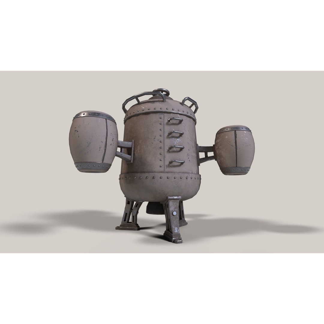 Stylized Flying Machine 3D Model – Low Poly Game Asset, FBX, OBJ - View 7