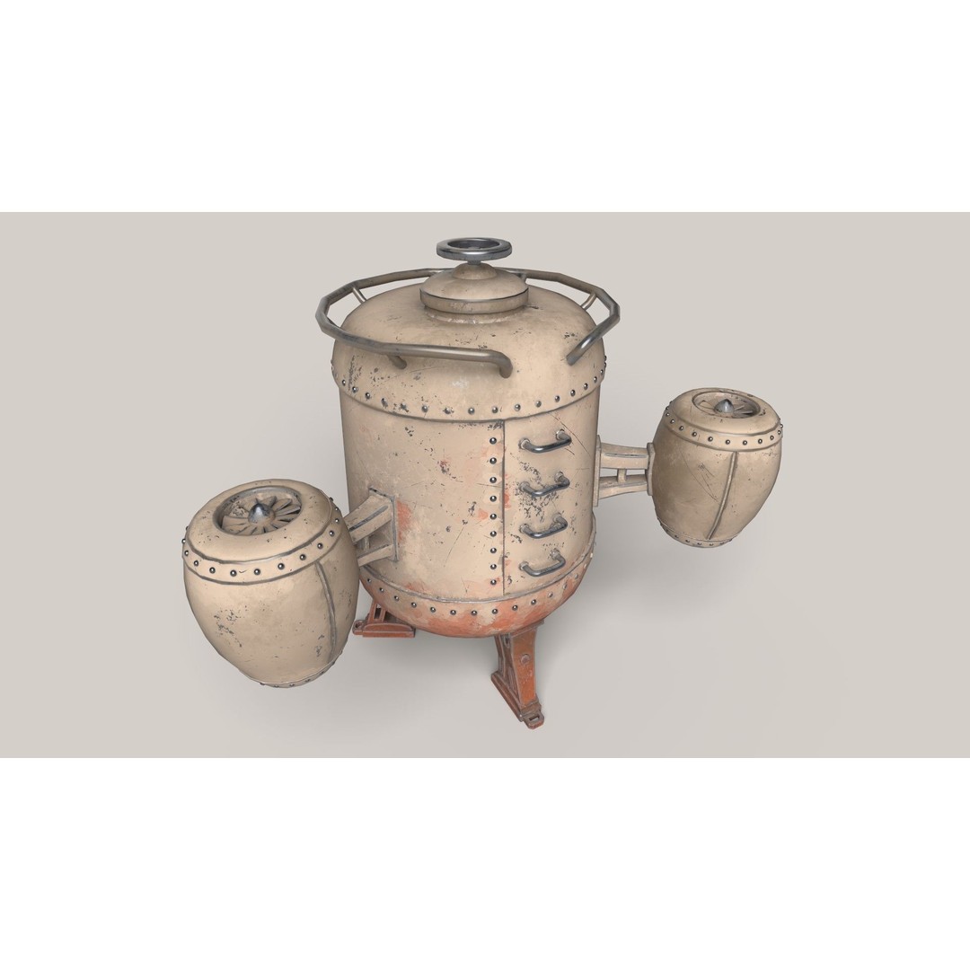 Stylized Flying Machine 3D Model – Low Poly Game Asset, FBX, OBJ - View 8