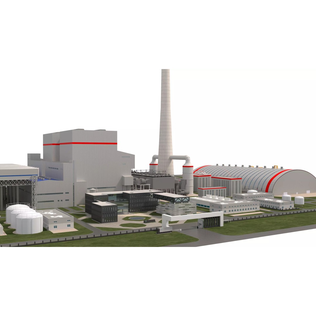 Power Plant 3D Model – Detailed Industrial Facility, FBX, OBJ - View 11