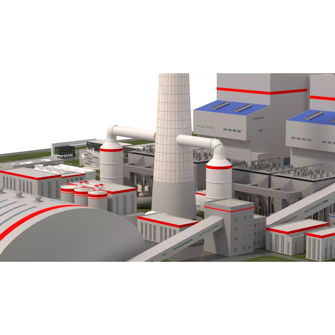 Power Plant 3D Model – Detailed Industrial Facility, FBX, OBJ - View 13