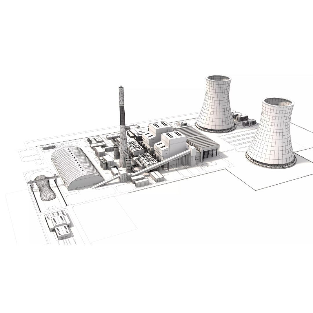 Power Plant 3D Model – Detailed Industrial Facility, FBX, OBJ - View 14