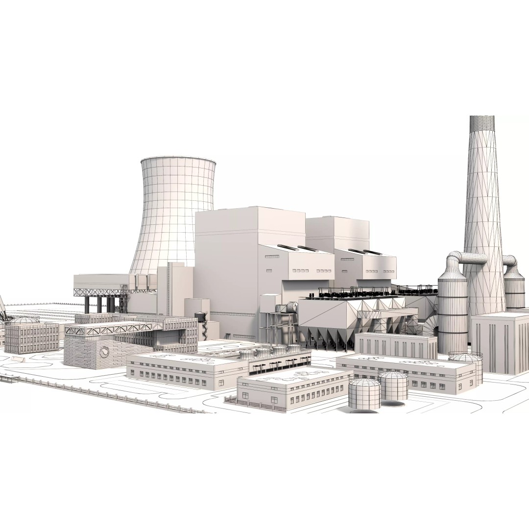 Power Plant 3D Model – Detailed Industrial Facility, FBX, OBJ - View 15