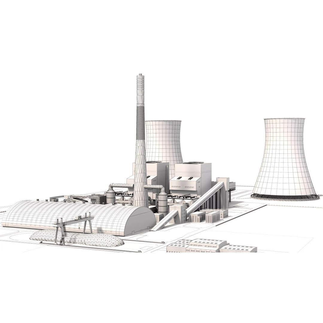 Power Plant 3D Model – Detailed Industrial Facility, FBX, OBJ - View 16
