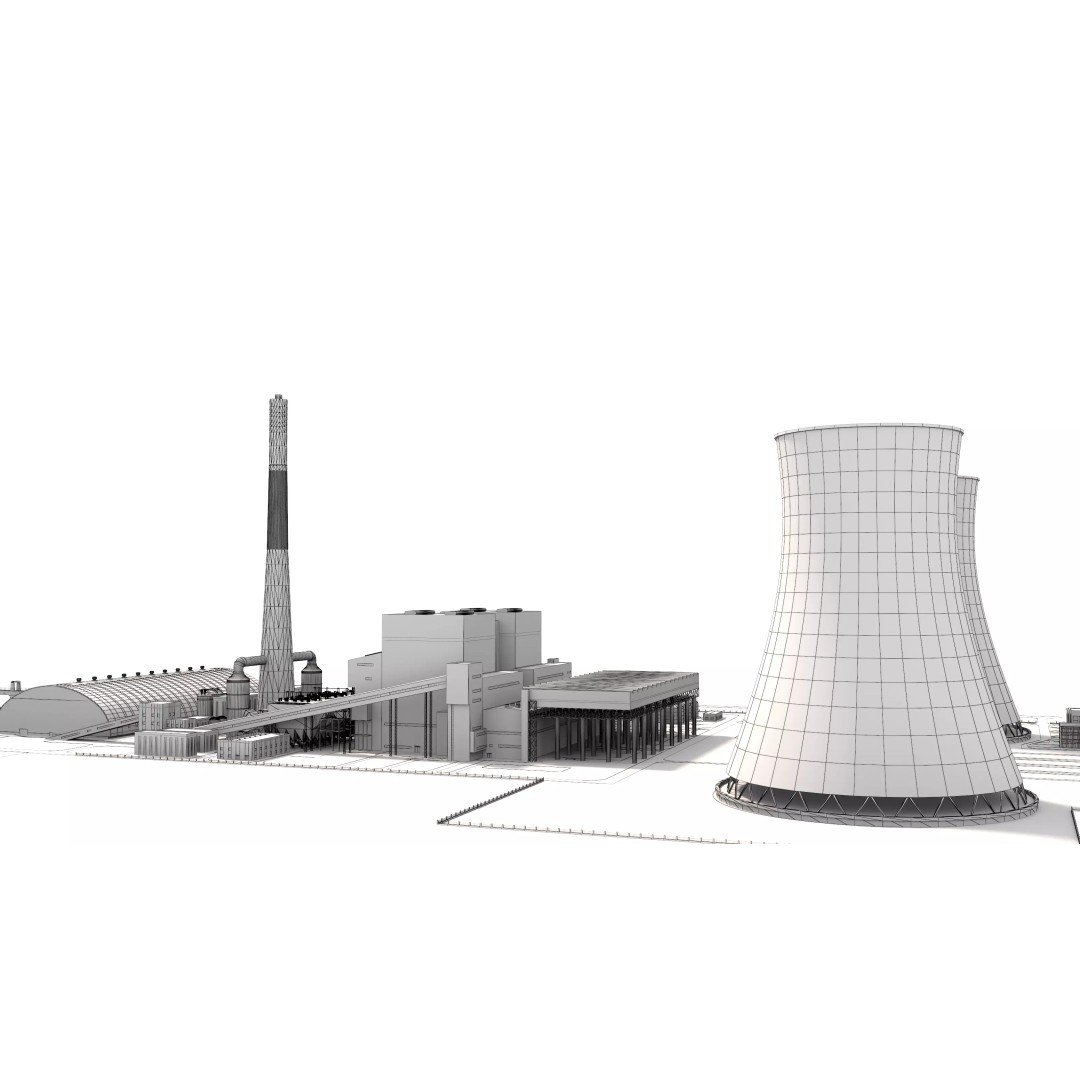 Power Plant 3D Model – Detailed Industrial Facility, FBX, OBJ - View 17