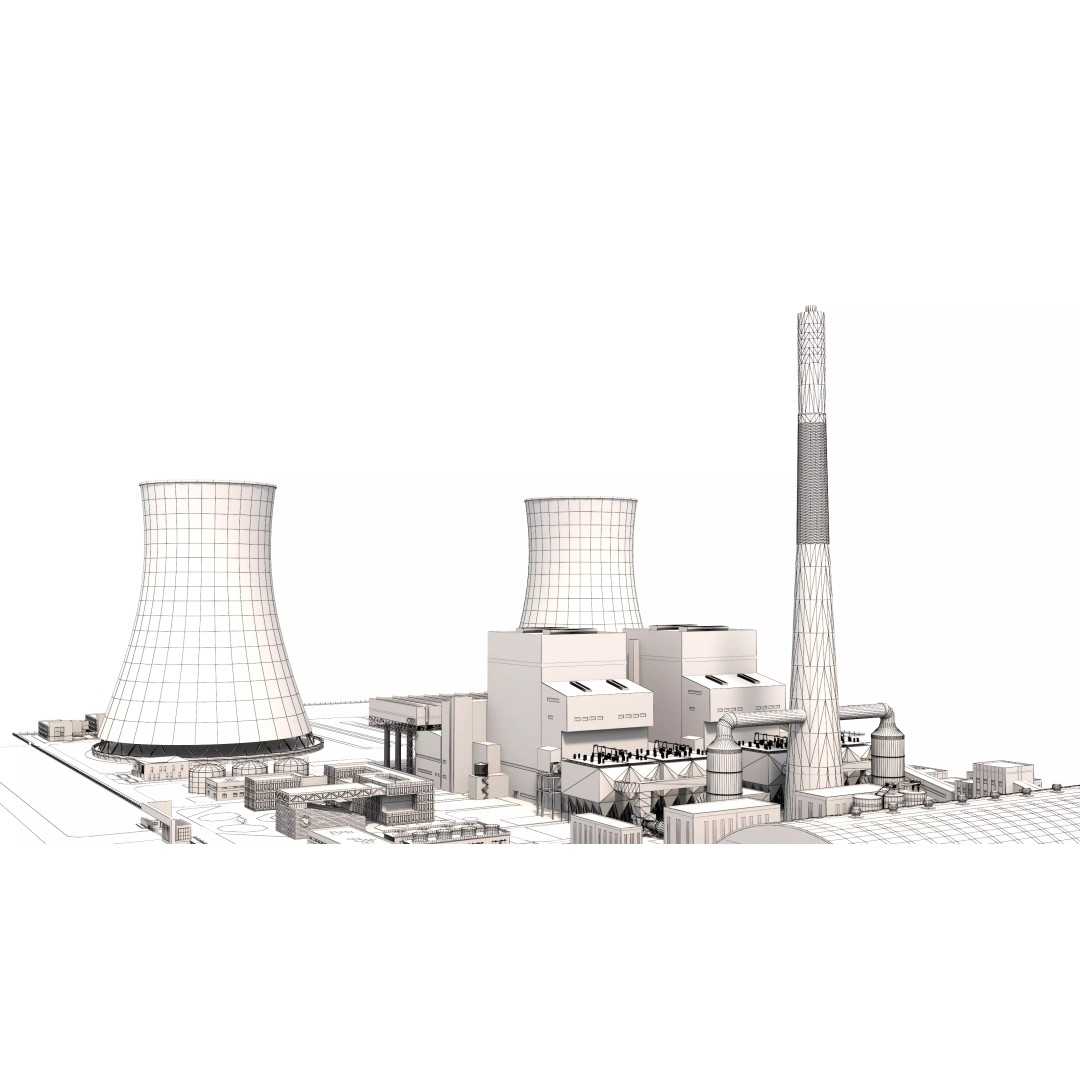 Power Plant 3D Model – Detailed Industrial Facility, FBX, OBJ - View 18