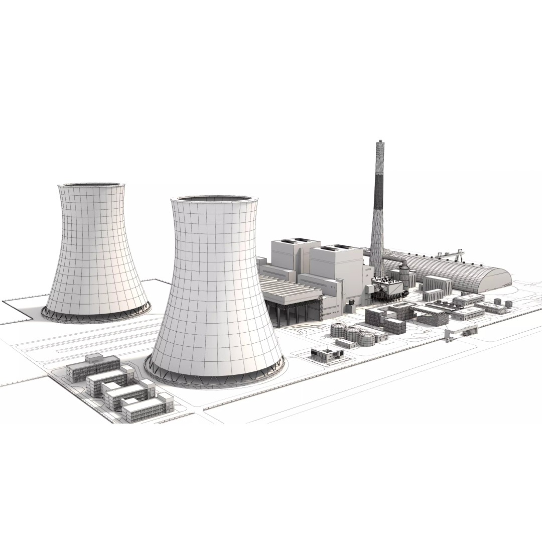 Power Plant 3D Model – Detailed Industrial Facility, FBX, OBJ - View 19