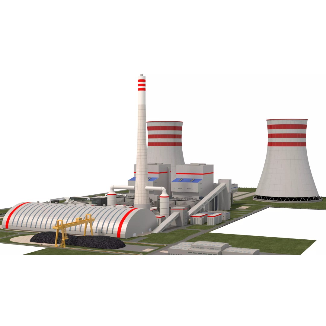 Power Plant 3D Model – Detailed Industrial Facility, FBX, OBJ - View 2