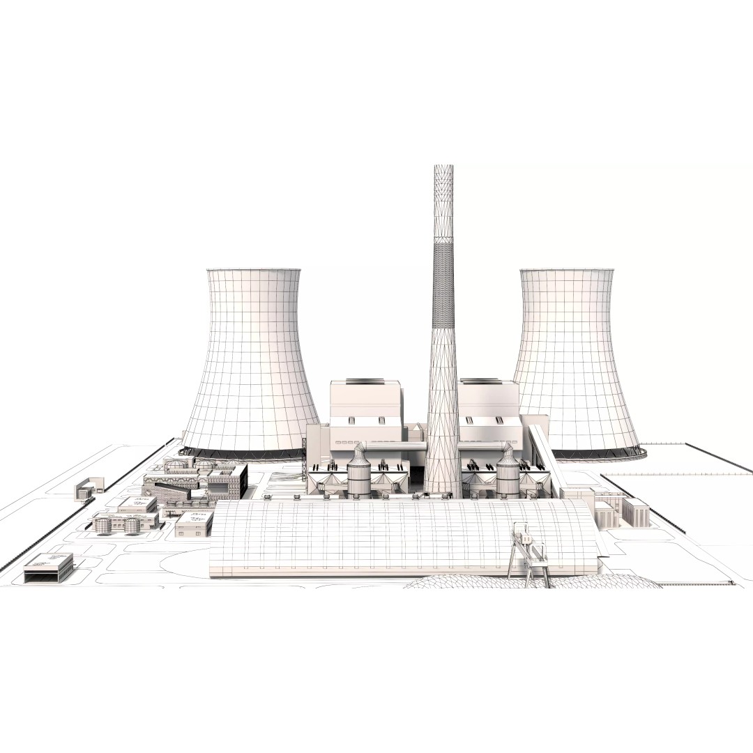 Power Plant 3D Model – Detailed Industrial Facility, FBX, OBJ - View 20