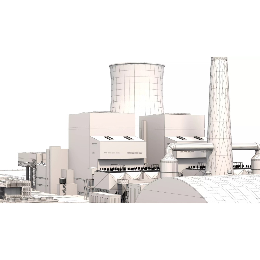 Power Plant 3D Model – Detailed Industrial Facility, FBX, OBJ - View 23