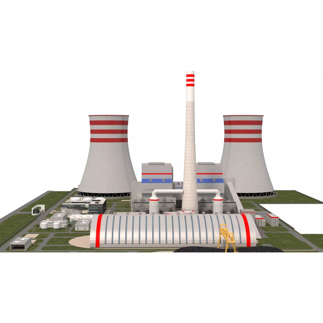 Power Plant 3D Model – Detailed Industrial Facility, FBX, OBJ - View 3