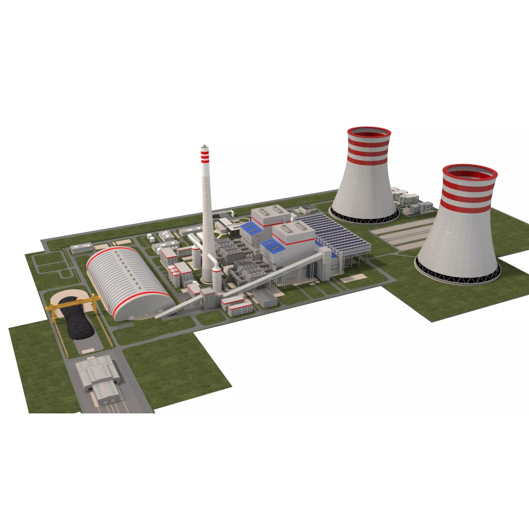 Power Plant 3D Model – Detailed Industrial Facility, FBX, OBJ - View 4