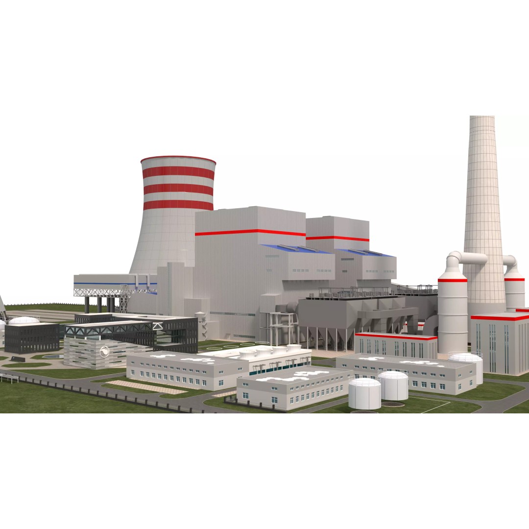 Power Plant 3D Model – Detailed Industrial Facility, FBX, OBJ - View 5