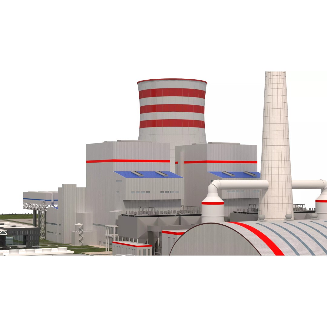 Power Plant 3D Model – Detailed Industrial Facility, FBX, OBJ - View 6