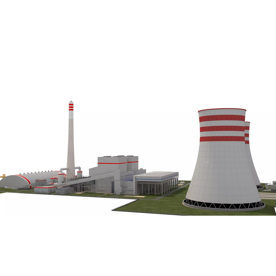 Power Plant 3D Model – Detailed Industrial Facility, FBX, OBJ - View 7