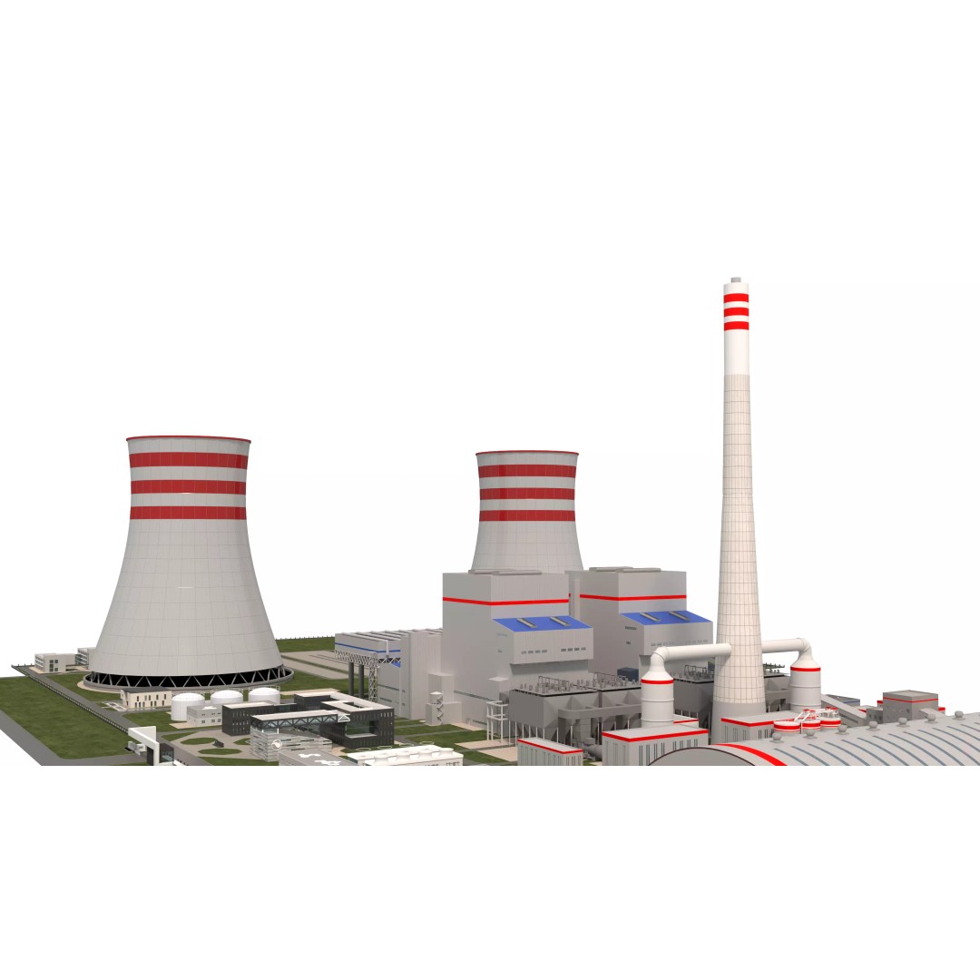 Power Plant 3D Model – Detailed Industrial Facility, FBX, OBJ - View 8