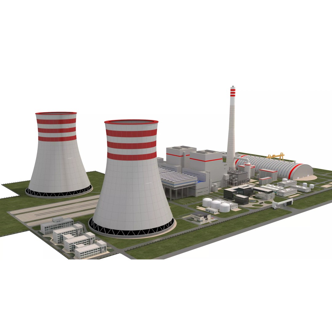 Power Plant 3D Model – Detailed Industrial Facility, FBX, OBJ - View 9