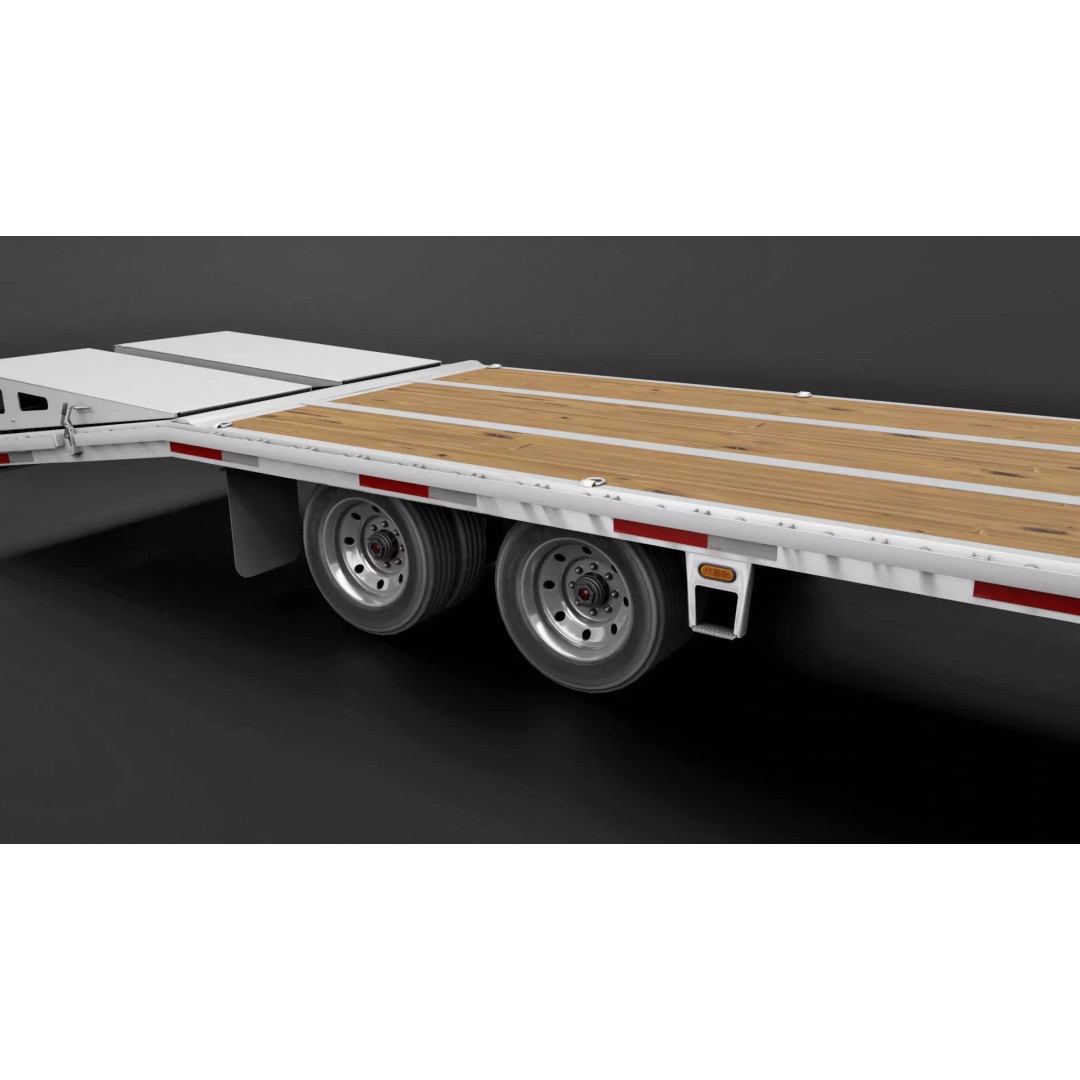 Gooseneck Flatbed Ramp Trailer 3D Model – Game Ready, PBR, Blender - View 12