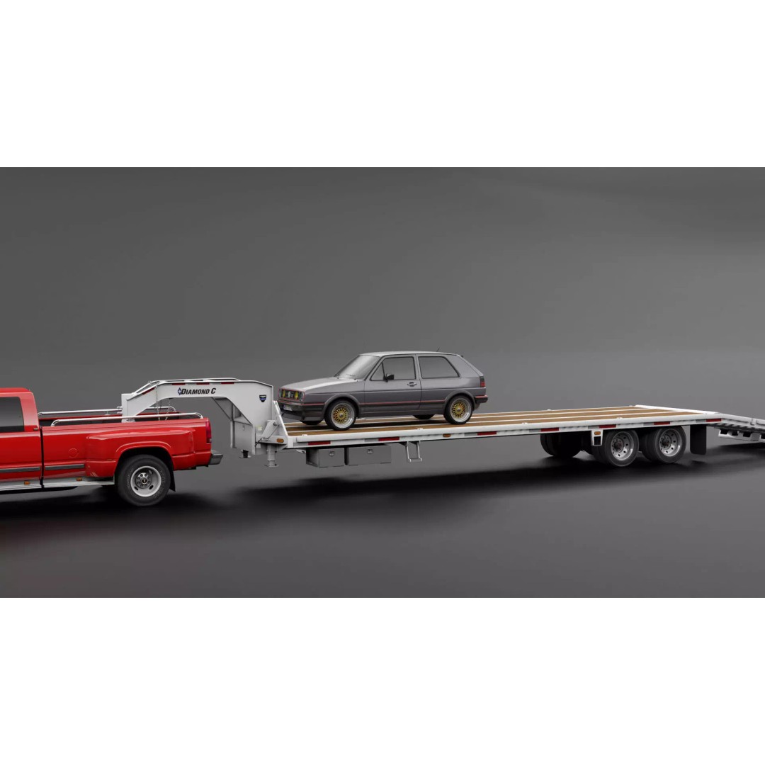 Gooseneck Flatbed Ramp Trailer 3D Model – Game Ready, PBR, Blender - View 13