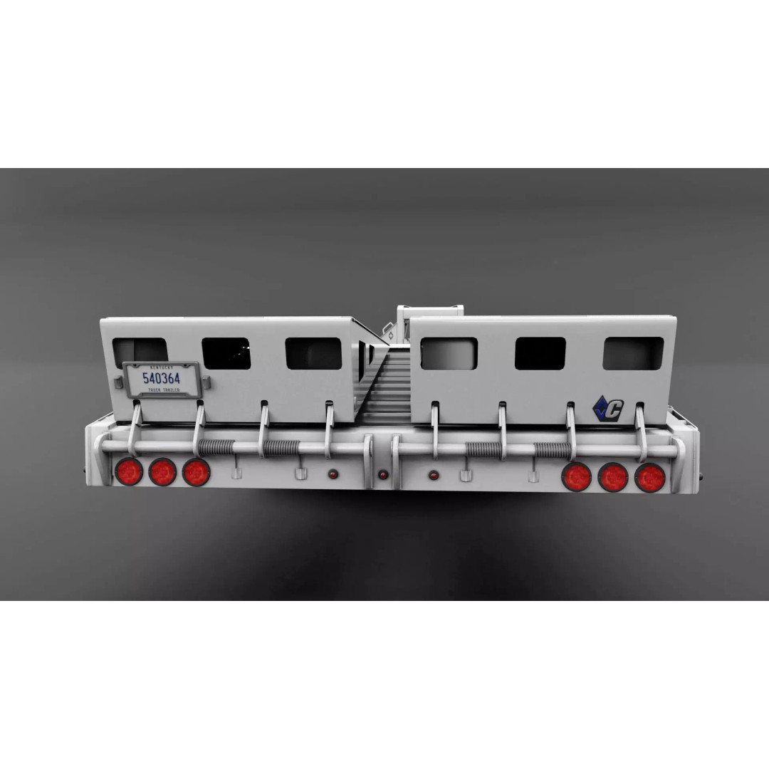 Gooseneck Flatbed Ramp Trailer 3D Model – Game Ready, PBR, Blender - View 14