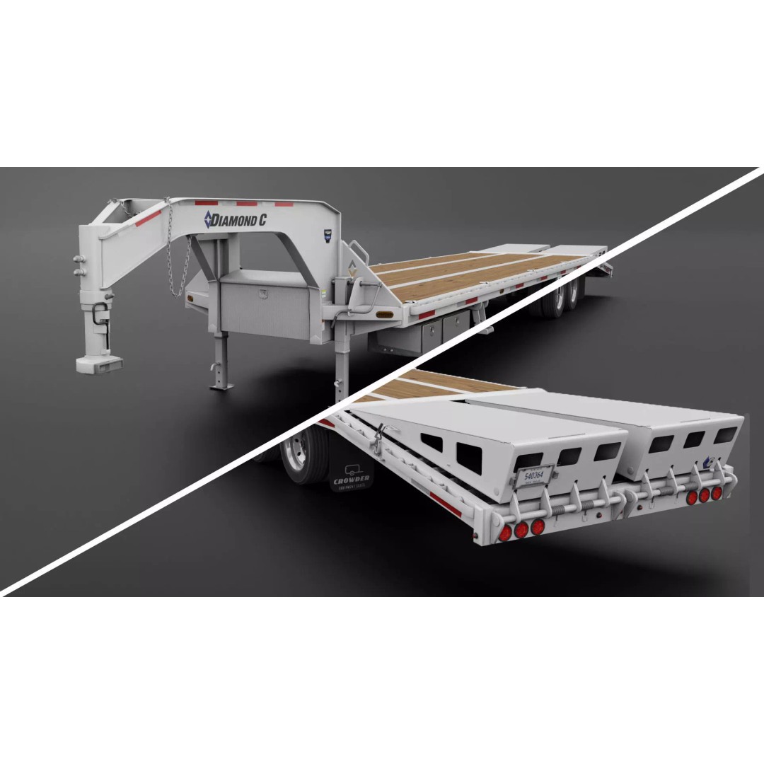 Gooseneck Flatbed Ramp Trailer 3D Model – Game Ready, PBR, Blender - View 2