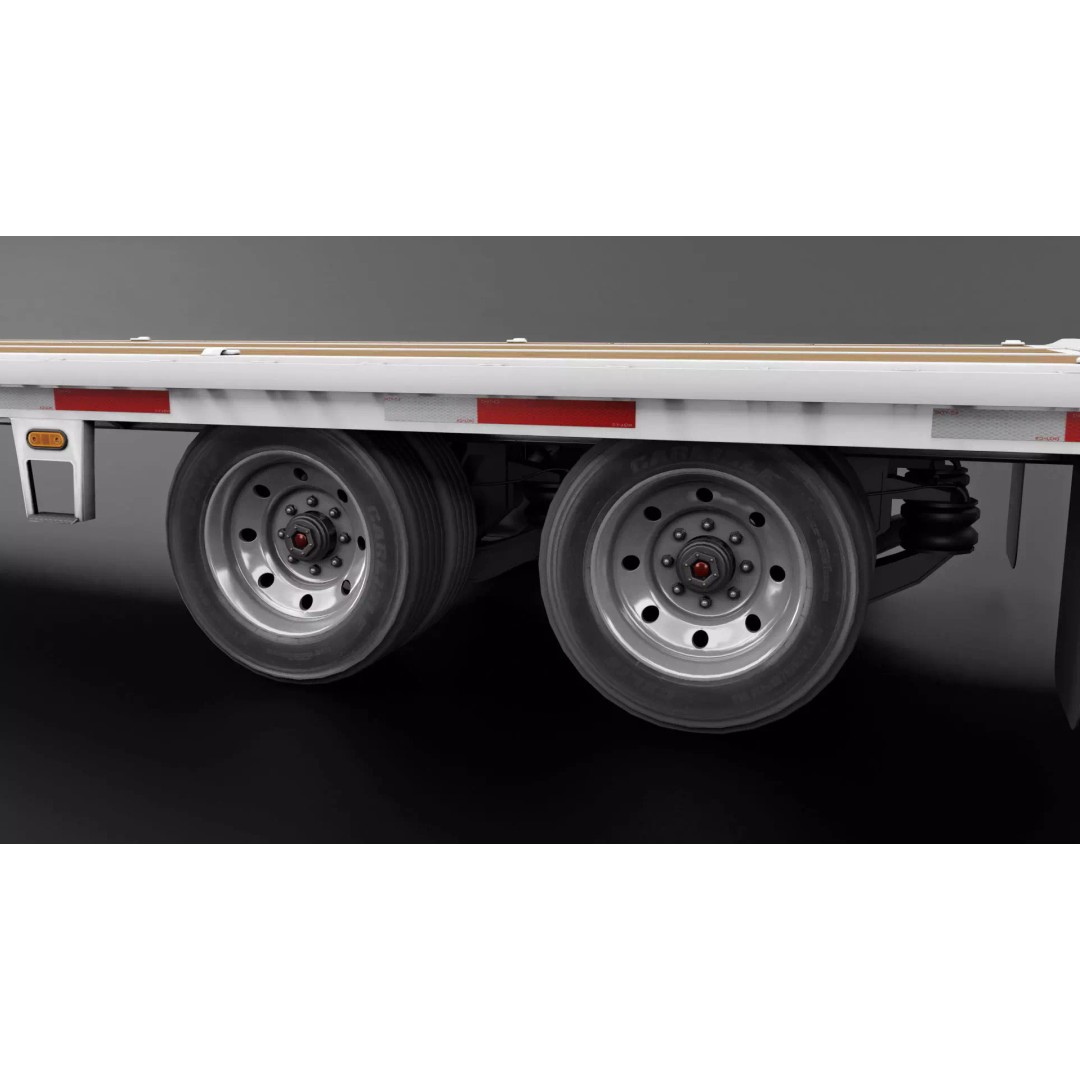 Gooseneck Flatbed Ramp Trailer 3D Model – Game Ready, PBR, Blender - View 20
