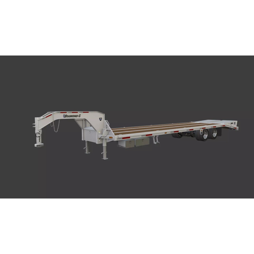Gooseneck Flatbed Ramp Trailer 3D Model – Game Ready, PBR, Blender - View 21