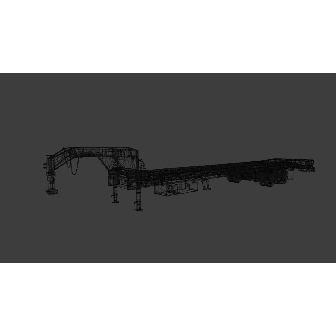Gooseneck Flatbed Ramp Trailer 3D Model – Game Ready, PBR, Blender - View 23