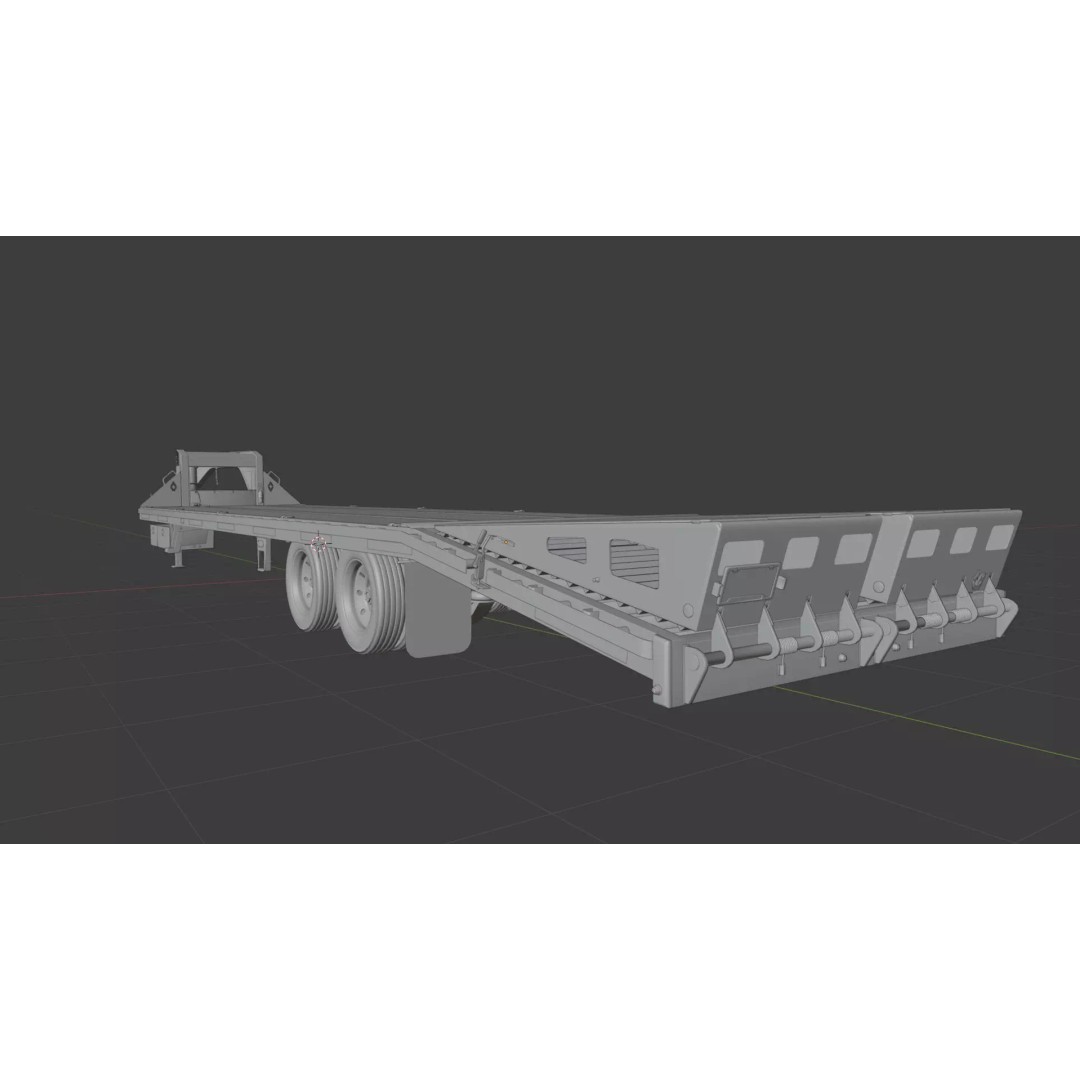 Gooseneck Flatbed Ramp Trailer 3D Model – Game Ready, PBR, Blender - View 25