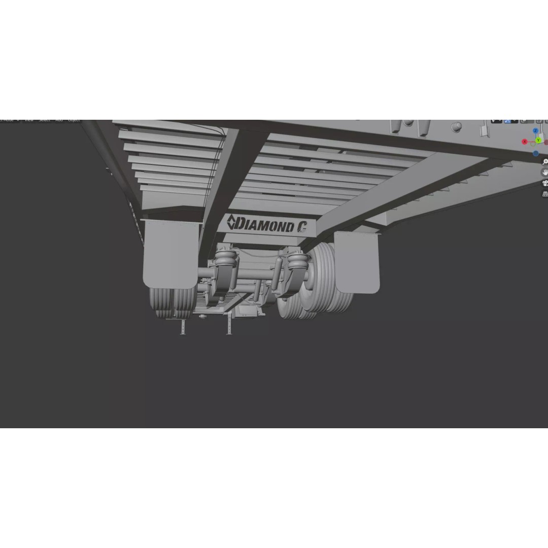 Gooseneck Flatbed Ramp Trailer 3D Model – Game Ready, PBR, Blender - View 26