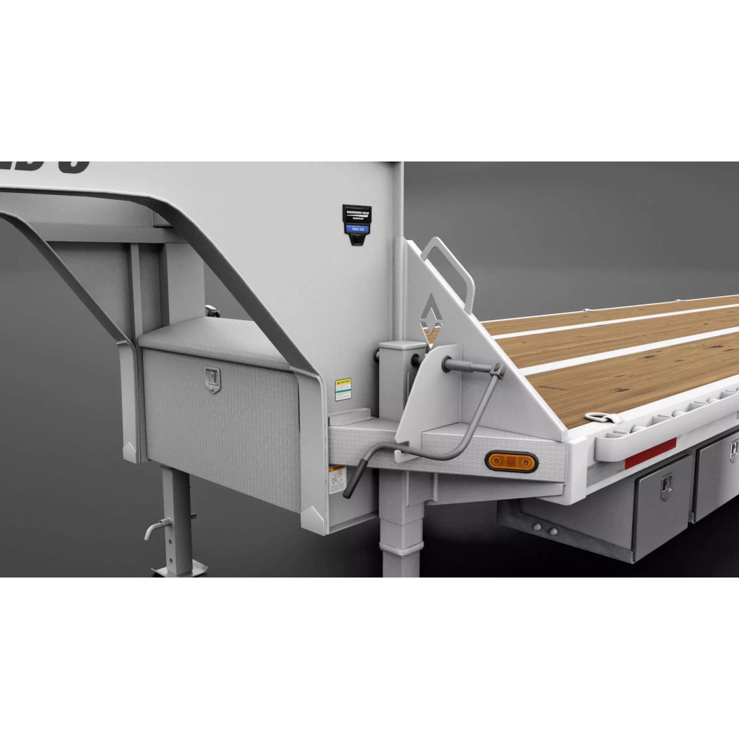 Gooseneck Flatbed Ramp Trailer 3D Model – Game Ready, PBR, Blender - View 5