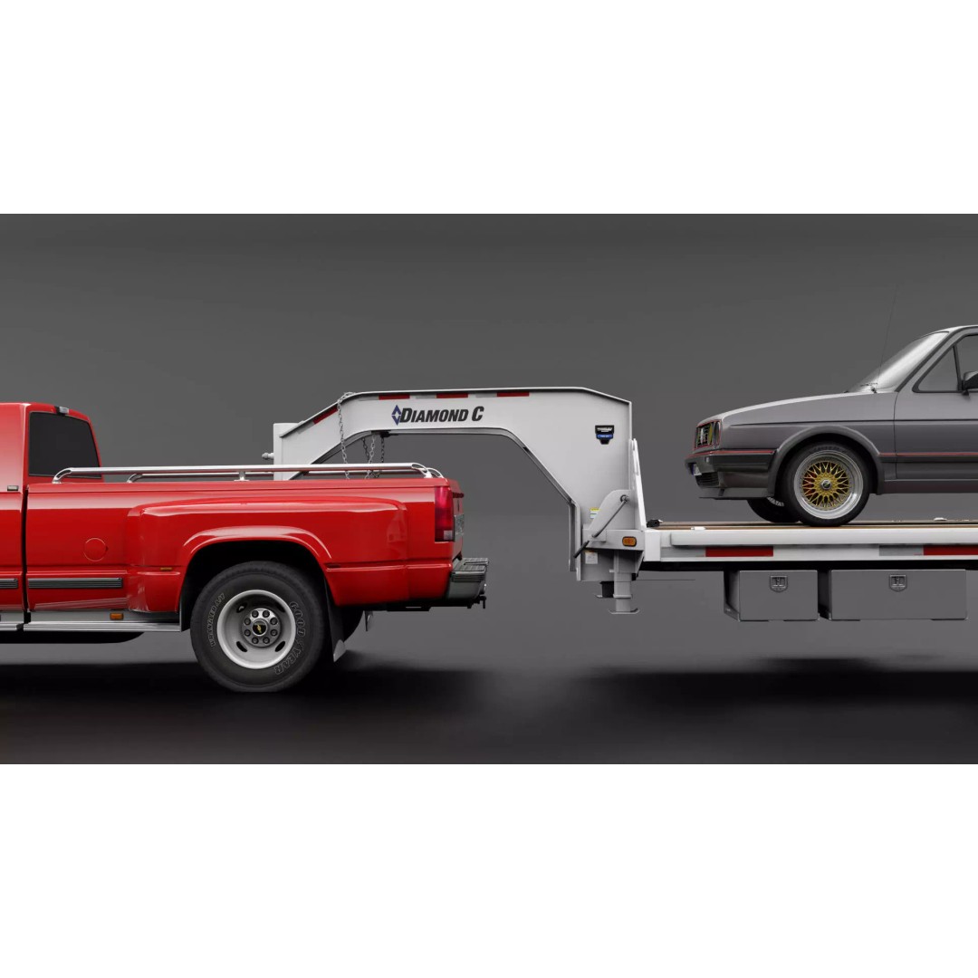 Gooseneck Flatbed Ramp Trailer 3D Model – Game Ready, PBR, Blender - View 6