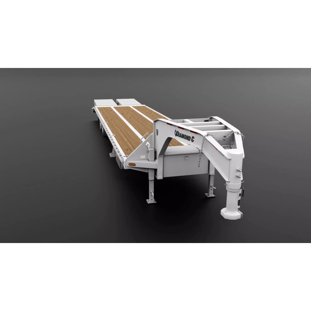 Gooseneck Flatbed Ramp Trailer 3D Model – Game Ready, PBR, Blender - View 7