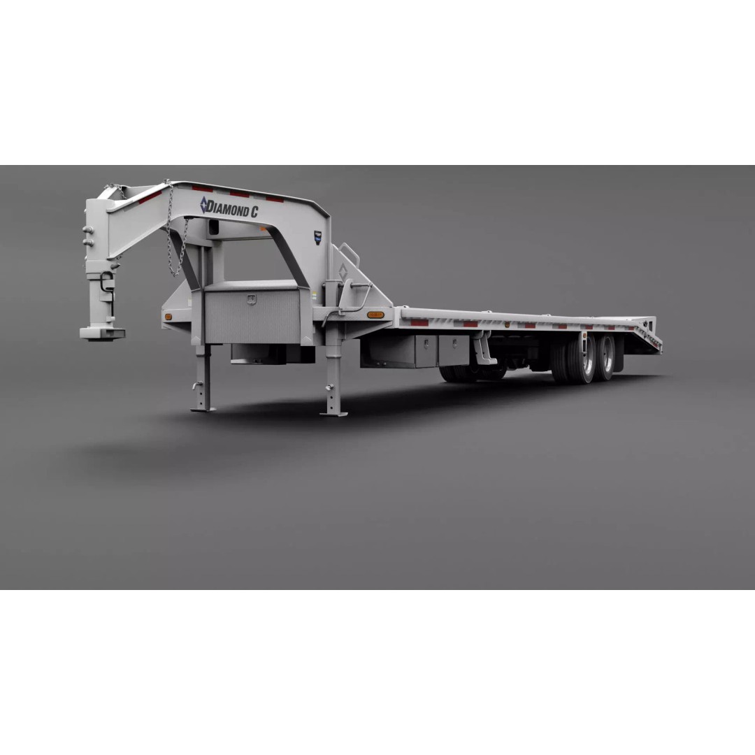 Gooseneck Flatbed Ramp Trailer 3D Model – Game Ready, PBR, Blender - View 8