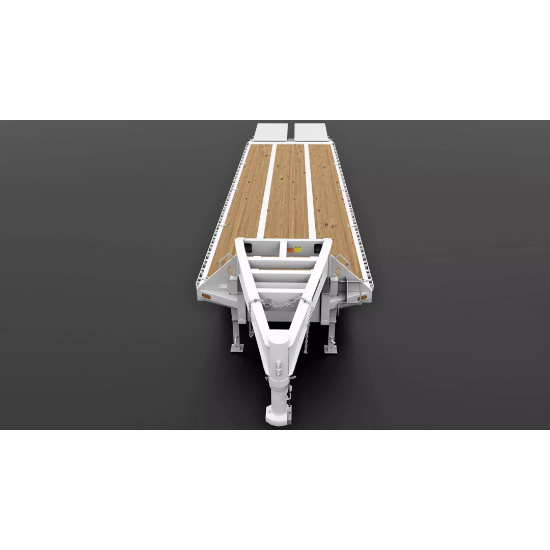 Gooseneck Flatbed Ramp Trailer 3D Model – Game Ready, PBR, Blender - View 9