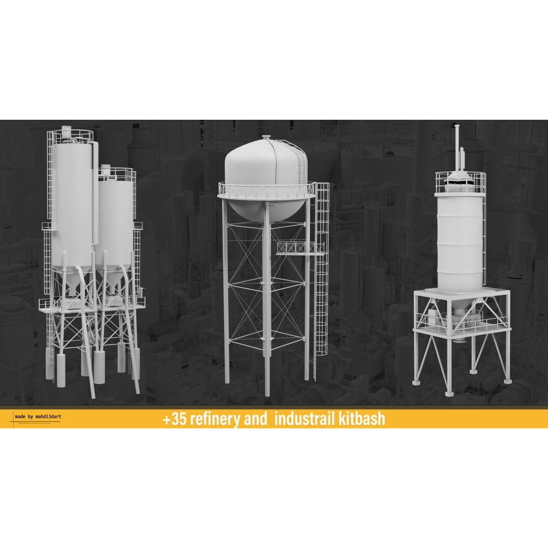 Refinery Industrial Kitbash 3D Model – High Detail Game Asset, FBX - View 10